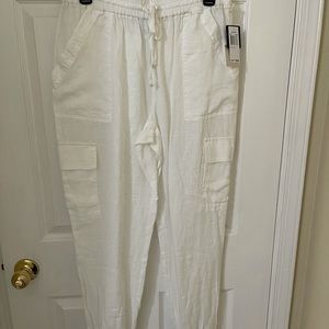 Magaschoni casual white linen pants